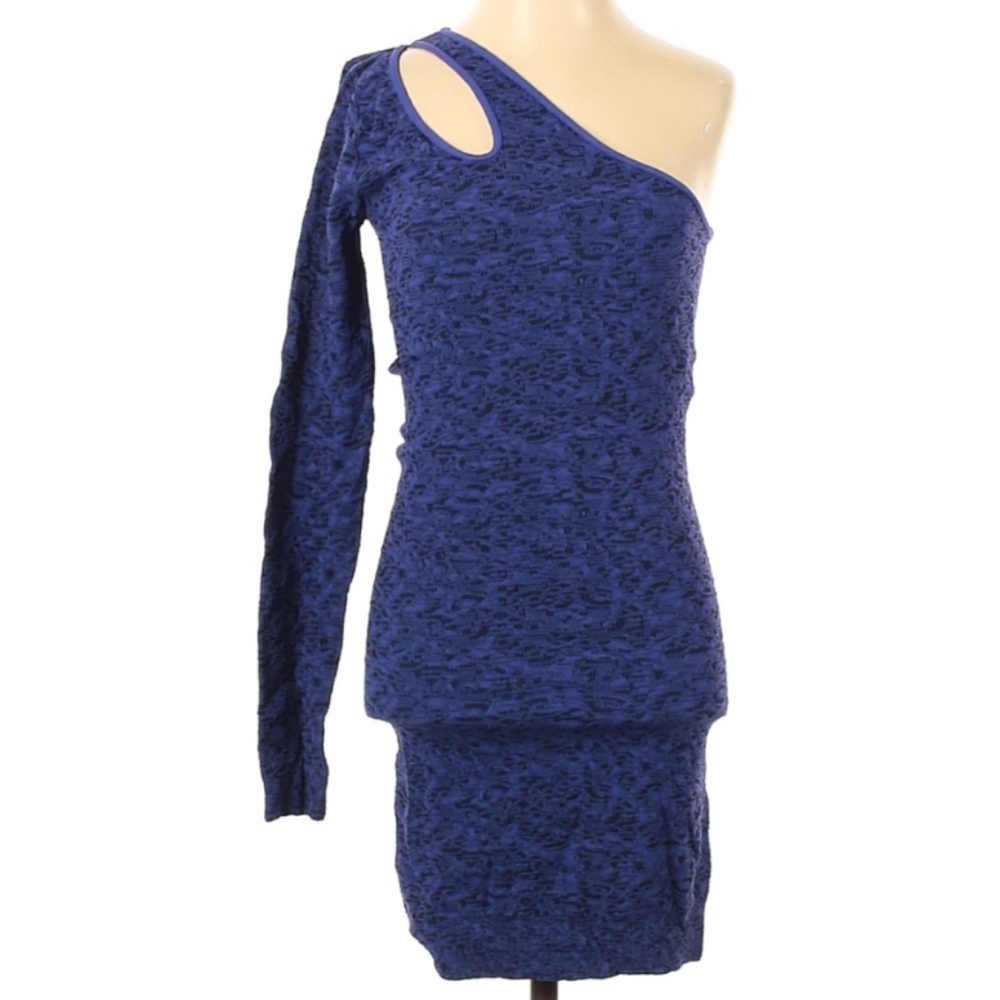BCBGeneration Cut Out One Sleeve Blue with Black Dress